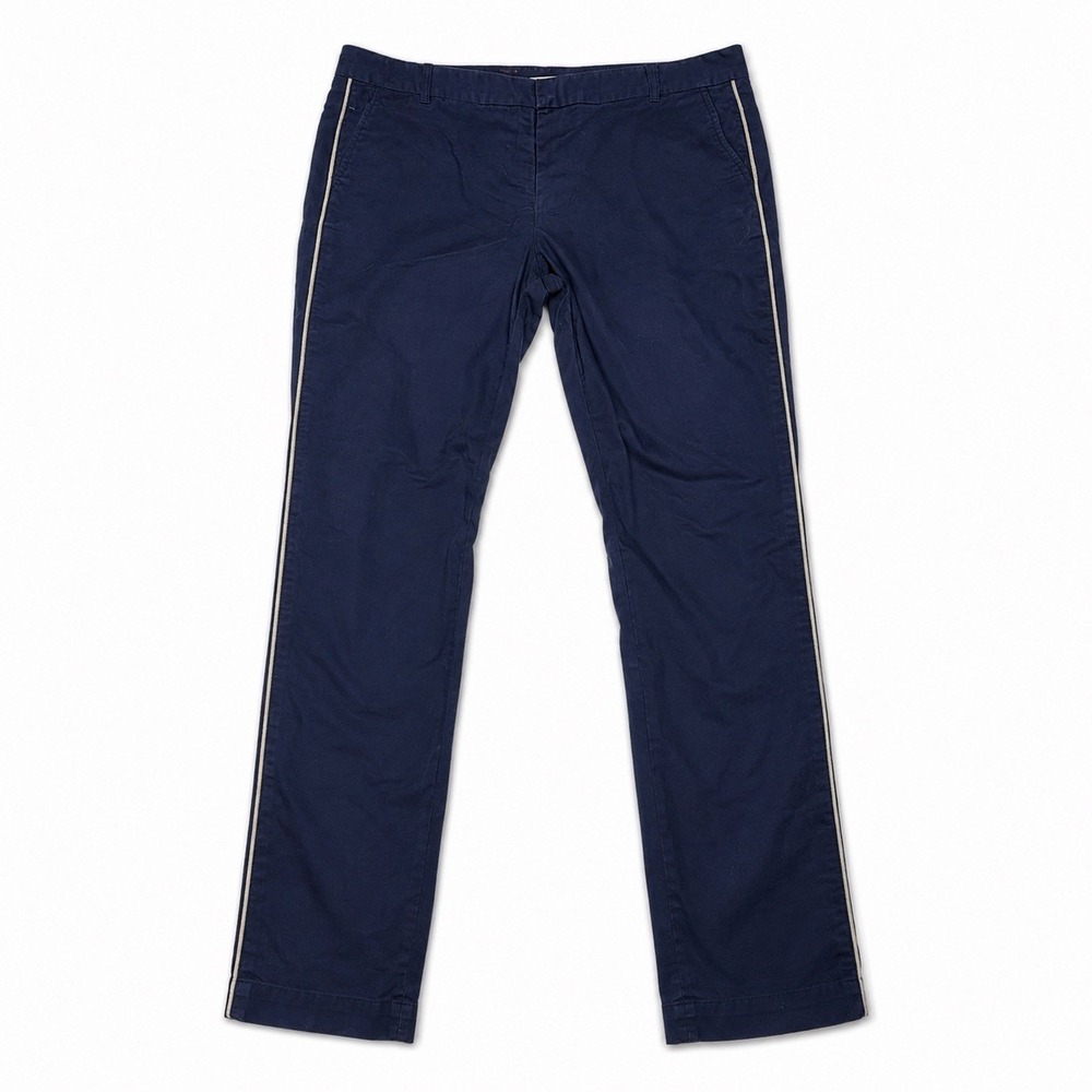 Vineyard Vines Women's Size 8 Navy Blue Pants Gold Side Stripe Straight Leg